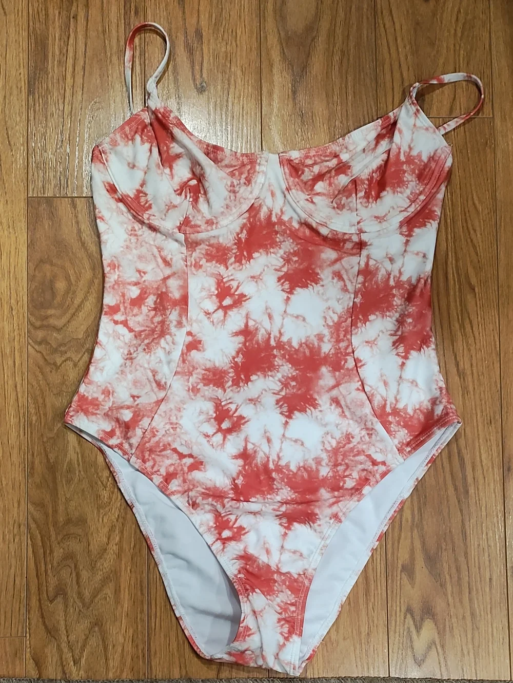 Onia Coral and White Tie-Dye One-Piece Swimsuit